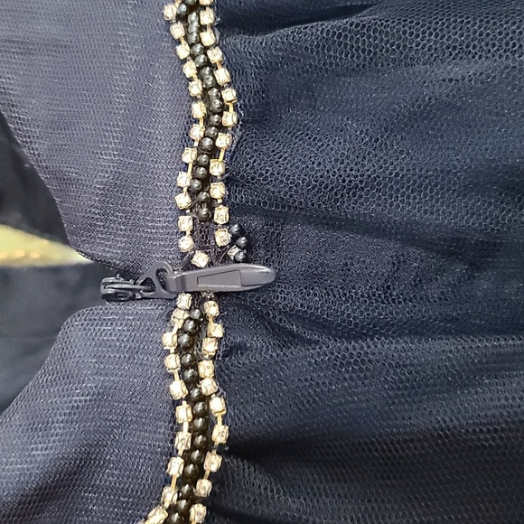 TLC Say Yes To The Prom Dress Navy Beaded Layered Tulle Lined Sz 7/8 GUC *READ* - Picture 8 of 14